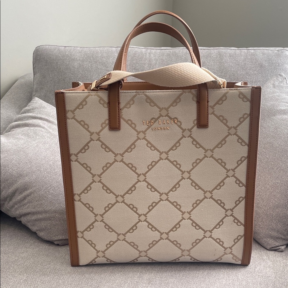 Ted Baker Tan and Brown Patterned Tote Bag